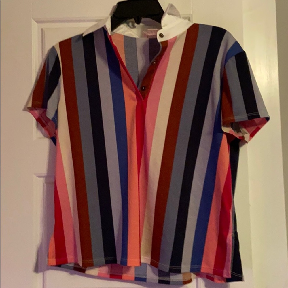 multi colored collared blouse